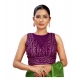 Women's Rayon Cotton Bandhani Printed Halter Neck Non Padded Blouse (Wine 38 Ready (Alterable up to 42)