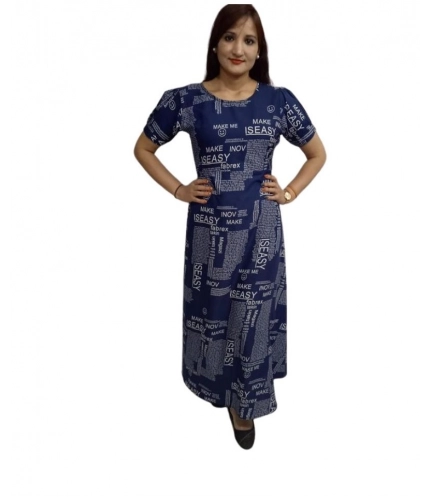 Women's Casual Crepe Half Sleeves Dress (Blue)