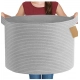 Cotton 14x12 Inch Pack of 1 Storage Basket For Clothes (Gray)