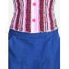 Girl's Rayon Solid Bell Sleeve Top with Culottes (Purple-Blue)
