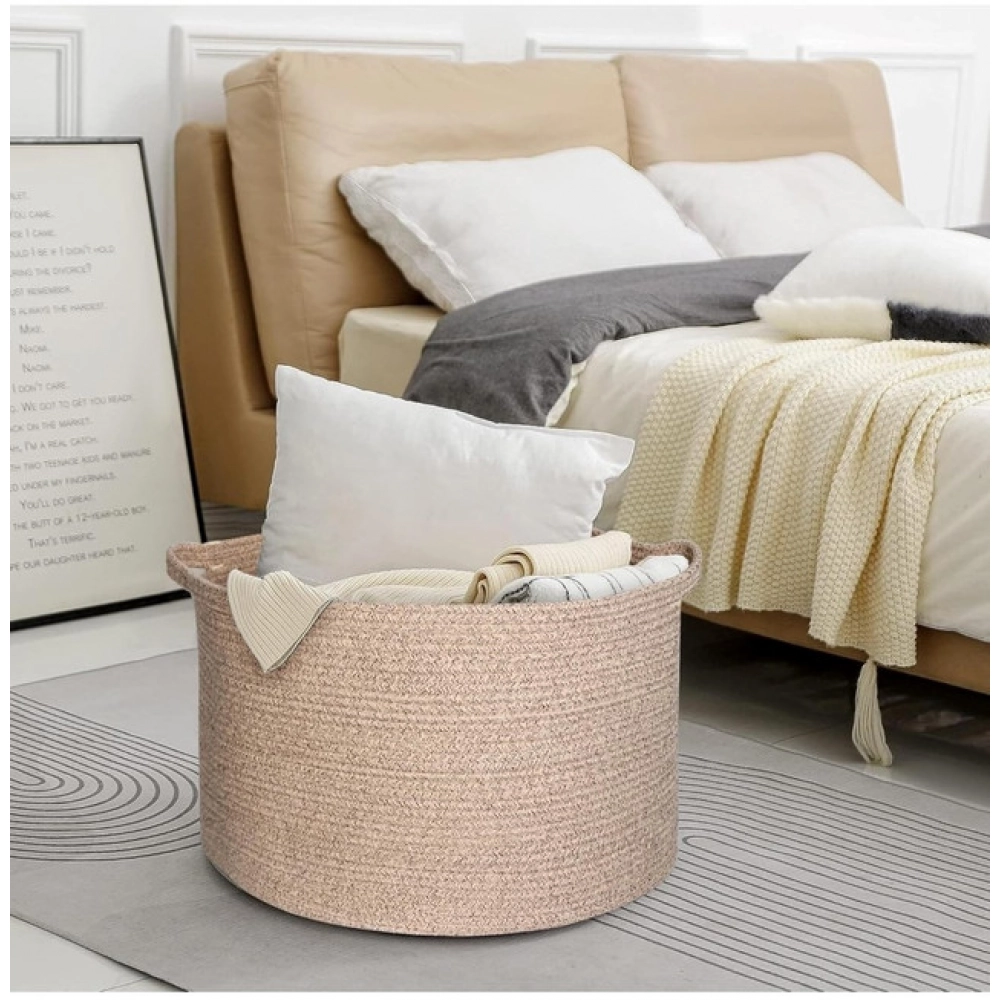 Cotton Kidi 14x12 Inch Pack of 1 Storage Basket For Clothes (Kidi)