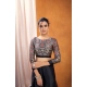 Women's Satin Crepe Printed Saree With Unstitched Blouse 5.5Mtr (Black)