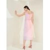 Women's Georgette Ombre Sleeveless Dress (Peach)