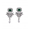 Women's Brass Silver Plated Necklace set (Green)