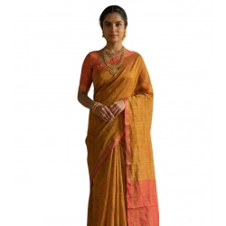 Women's Cotton Printed Saree With Unstitched Blouse 5.5Mtr (Mustrad)