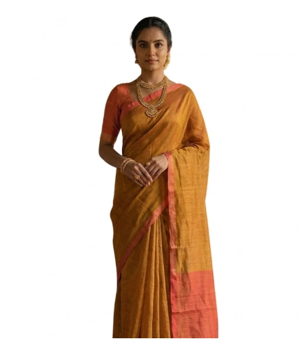 Women's Cotton Printed Saree With Unstitched Blouse 5.5Mtr (Mustrad)