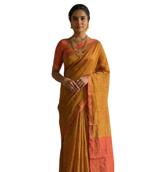 Women's Cotton Printed Saree With Unstitched Blouse 5.5Mtr (Mustrad)
