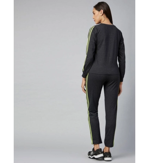 Women's Cotton Solid Long Sleeves Tracksuit (Dark Grey - Green) Women's Cotton Solid Long Sleeves Tracksuit (Dark Grey - Green)