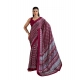 Women's Satin Crepe Printed Saree With Unstitched Blouse 5.5Mtr (Maroon)