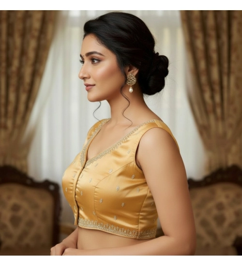 Women's Zimmi Choo Sequin Work V-Neck Padded Blouse (Beige 38 Ready (Self Alterable 36–40) Women's Zimmi Choo Sequin Work V-Neck Padded Blouse (Beige 38 Ready (Self Alterable 36–40)