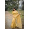 Women's Silk_Blend Checked Saree With Unstitched Blouse 5.5Mtr (Yellow)