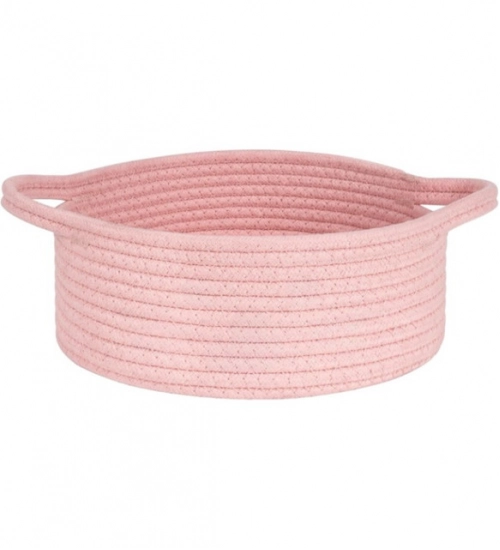 Cotton 8x3 Inch Round Bedside Organizer (Pink)