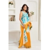 Women's Faux Linen Abstract Print Ready to wear Saree With Unstitched Blouse 5.5Mtr (Multicolor)