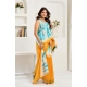 Women's Faux Linen Abstract Print Ready to wear Saree With Unstitched Blouse 5.5Mtr (Multicolor)