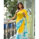 Women's Linen Printed Saree With Unstitched Blouse 5.5Mtr (Multicolor)
