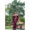 Women's Faux_Banarasi Lining Pattern Saree With Unstitched Blouse 5.5Mtr (Magenta)