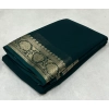 Women's Crepe Chit Pallu Solid Saree With Unstitched Blouse 5.5Mtr (Green) Women's Crepe Chit Pallu Solid Saree With Unstitched Blouse 5.5Mtr (Green)