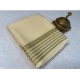 Women's Crepe Chit Pallu Solid Saree With Unstitched Blouse 5.5Mtr (Beige)