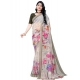 Women's Georgette Floral Printed Saree With Unstitched Blouse 5.5Mtr (Beige)