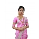 Women's Soft Lichi Silk Printed Saree With Unstitched Blouse 5.5Mtr (Pink)