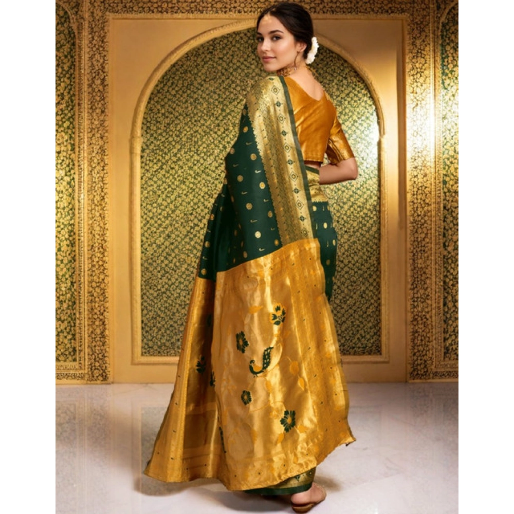 Women's Silk Blend Zari Weaving Saree With Unstitched Blouse 5.5Mtr (Green) Women's Silk Blend Zari Weaving Saree With Unstitched Blouse 5.5Mtr (Green)