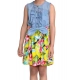 Girl's Denim Floral Sleeveless Dress (Blue-Yellow) Girl's Denim Floral Sleeveless Dress (Blue-Yellow)