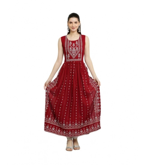 Women's Casual Rayon 3-4th Sleeves Kurti (Maroon)