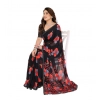 Women's Georgette Printed Saree With Unstitched Blouse 5.5Mtr (Black) Women's Georgette Printed Saree With Unstitched Blouse 5.5Mtr (Black)