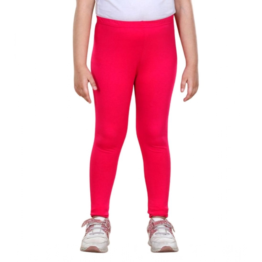 Girl's Cotton Lycra Solid Elasticated Leggings (Dark Pink) Girl's Cotton Lycra Solid Elasticated Leggings (Dark Pink)