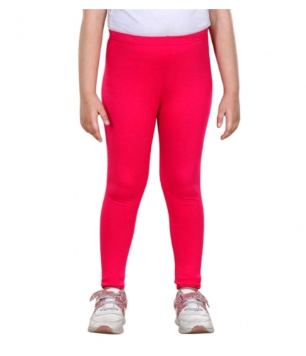 Girl's Cotton Lycra Solid Elasticated Leggings (Dark Pink)