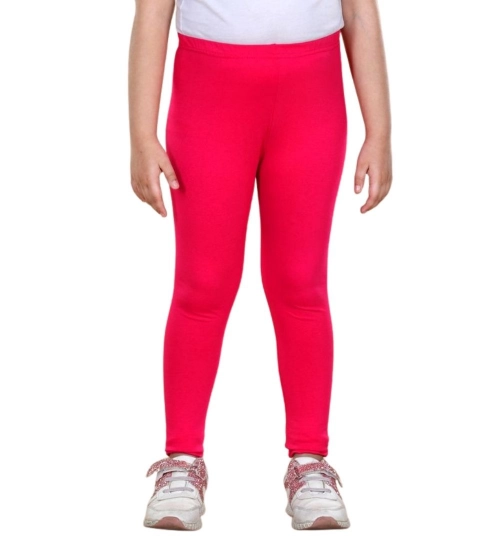 Girl's Cotton Lycra Solid Elasticated Leggings (Dark Pink) Girl's Cotton Lycra Solid Elasticated Leggings (Dark Pink)