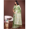 Women's Linen Cotton Printed Saree With Unstitched Blouse 5.5Mtr (Light Green) Women's Linen Cotton Printed Saree With Unstitched Blouse 5.5Mtr (Light Green)