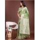 Women's Linen Cotton Printed Saree With Unstitched Blouse 5.5Mtr (Light Green) Women's Linen Cotton Printed Saree With Unstitched Blouse 5.5Mtr (Light Green)