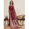 Women's Faux_Banarasi_Silk Woven Saree With Unstitched Blouse 5.5Mtr (Maroon) Women's Faux_Banarasi_Silk Woven Saree With Unstitched Blouse 5.5Mtr (Maroon)