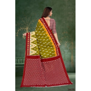 Generic Women's Soft Pure Cotton Printed Saree With Unstitched Blouse 5.5Mtr (Multicolor)