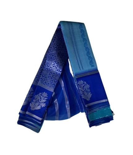 Women's Soft Silk Wooven Saree With Unstitched Blouse 5.5Mtr (Royal Blue)