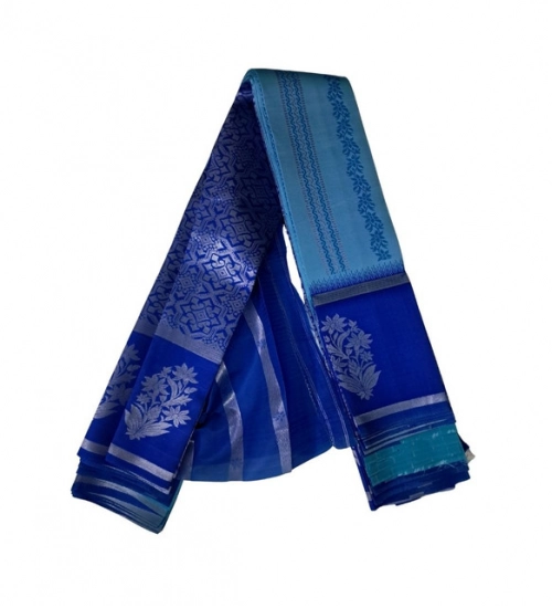 Women's Soft Silk Wooven Saree With Unstitched Blouse 5.5Mtr (Royal Blue)