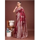 Women's Banarasi Silk Printed Saree With Unstitched Blouse 5.5Mtr (Maroon)