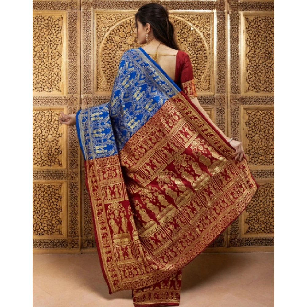 Women's Silk Blend Zari Weaving Saree With Unstitched Blouse 5.5Mtr (Blue) Women's Silk Blend Zari Weaving Saree With Unstitched Blouse 5.5Mtr (Blue)