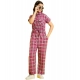 Girl's Cotton Checkered Short Sleeves Jumpsuit (Pink) Girl's Cotton Checkered Short Sleeves Jumpsuit (Pink)