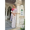 Women's Blended_Cotton Floral Weaving Pattern Saree With Unstitched Blouse 5.5Mtr (Blue) Women's Blended_Cotton Floral Weaving Pattern Saree With Unstitched Blouse 5.5Mtr (Blue)