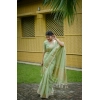 Women's Faux_Banarasi Lining Pattern Saree With Unstitched Blouse 5.5Mtr (Light_Green)
