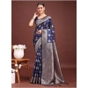 Women's Banarasi Silk Printed Saree With Unstitched Blouse 5.5Mtr (Navy Blue) Women's Banarasi Silk Printed Saree With Unstitched Blouse 5.5Mtr (Navy Blue)