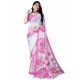 Women's Georgette Floral Printed Saree With Unstitched Blouse 5.5Mtr (Pink)