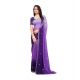 Women's Chiffon Embroidred Saree With Unstitched Blouse 5.5Mtr (Purple) Women's Chiffon Embroidred Saree With Unstitched Blouse 5.5Mtr (Purple)