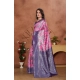 Women's Banarasi Silk Jaquard Woven Saree With Unstitched Blouse 5.5Mtr (Pink)