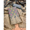 Women's Banarasi Silk Printed Unstitched Salwar Suit Material With Dupatta (Grey, 3Mtrs)