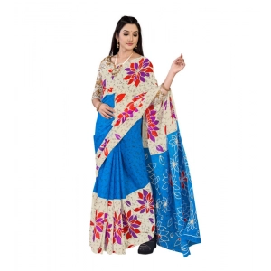 Generic Women's Soft Pure Cotton Printed Saree With Unstitched Blouse 5.5Mtr (Multicolor)