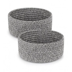 Cotton 8x3 Inch Kidi Round 2 Set Bedside Organizer (Black)