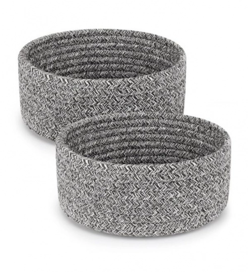 Cotton 8x3 Inch Kidi Round 2 Set Bedside Organizer (Black)